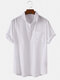 Men 100% Cotton Solid Color Light Breathable Casual Henley Shirt - White