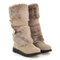 Large Size Furry Stitching Mid Calf Slip On Warm Mid-calf Snow Boots - Beige