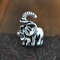 Anello di elefante con foglie intagliate esotiche retrò alla moda Anello da dito unisex creativo liberamente combinabile - 07