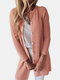 Solid Color Button Down Long Sleeve Cardigan - Light Pink