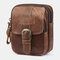Men Genuine Leather Multi-Layers Waist Bag Belt Bag - Brown