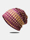 Women Cotton Dual-use Overlay Vintage Geometric Pattern Printed Elastic Casual Scarf Beanie Hat - Purple Yellow