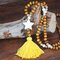 Bohemian Wooden Beads Tassel Necklace Geometric Heart Star Butterfly Turquoise Pendant Long Necklace - Yellow
