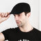 Men Embroidery Casual Berathable Mesh Hat Short Brim Visor Go Out Forward Hat Beret Hat Flat Hat - Black
