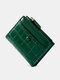Women Faux Leather Fashion Multi-Slots Multifunction Short Wallet Purse - Green