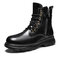 Men Retro Microfiber Leather Non Slip Side Zipper Casual Tooling Boots - Black
