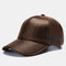 Men Artificial Leather Vintage Baseball Cap Personality With Woven Hat - Brown