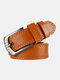 Men 115cm Faux Leather Business Fashion Jeans Pin Buckle Belts - Camel