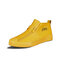 Men Microfiber Leather Slip Resistant Side Zipper Casual Skate Shoes - Yellow