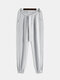 Mens Casual Solid Color Loose Breathable Tie Up Track Pants - Grey