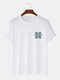 Mens NEW YORK Letter Print 100% Cotton Short Sleeve T-Shirt - White