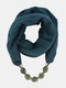 Vintage Geometric-shape Beaded Pendant Solid Color Bali Yarn Acrylic Scarf Necklace - Dark Green