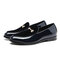 Men British Style Suede Splicing Wearable Formal Dress Loafers - Blue