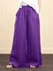Solid Color Drawstring Loose Plus Size Wide Leg Pants - Purple