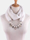 Vintage Artificial Pearl Flower Oval Beads Beaded Pendant Patchwork Solid Plush Alloy Scarf Necklace - White