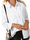 Solid Dual Pocket Lapel Button Front Long Sleeve Shirt - White