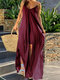 Irregular Straps Solid Color Plus Size Dress - Wine Red
