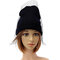 Women Girls Retro Dress Hat Mesh Net Veil Knitting Beanie Hats - Navy Blue