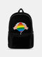 Women Nylon Colorful Cartoon Rainbow Large Capacity Backpack - 14
