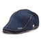 Men's Knit Flat Cap Padded Warm Beret Caps Casual Outdoor Visor Forward Hat - Blue