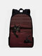 Women Oxford Large Capacity Black Cat Striped Pattern Printing Backpack - Red