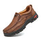 Men Retro Non-slip Driving Slip On Casual Outdoor Shoes - Dark Brown