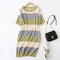 B1yue6-0607 Women's Season New Short Sleeve Striped Ice Silk Knit Dress - Photo Color