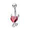 Punk Dazzling Heart Zirconia Devil Style Belly Button Ring Piercing Navel Ring Women Body Jewelry - Red