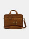 Men Vintage Multifunction Faux Leather 15.6 Inch Laptop Bag Briefcase Crossbody Bag - Brown
