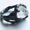 Vintage Geometric Irregular Natural Crystal Ore Ring Metal Hollow Transparent Gemstone Finger Rings - Black