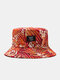 Unisex Cotton Cloth Double-side Starry Sky Wave Pattern Casual Ourdoor Sunshade Foldable Bucket Hats - Red