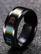 Trendy Simple Smart Temperature Change Color Circle-shaped Stainless Steel Ring - Black