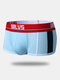 Sexy Sport Wicking Mesh Breathable Underwear Widen Belt Side Stripe Pouch Boxer Briefs for Men - Light Blue