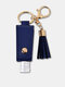 Women Faux Leather Casual Tassel Portable Disinfectant Keychain Pendant Bag Accessory - Navy