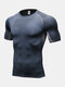 Mens Pattern Breathable Quick Dry Elasticity Short Sleeve Sporty T-Shirt - Gray