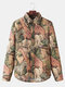 Mens 3D Allover Animal Print Roving Button Up Lapel Collar Casual Overshirt - Brown