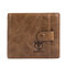 Bullcaptain Cowhide Short Wallets Vintage Card Holder Coin Purse - Coffee