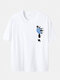 Plus Size Mens Cartoon Panda Print Casual 100% Cotton Short Sleeve T-Shirt - White