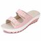 Candy Color Leather Buckle Metal Color Match Platform Beach Sandals Slippers - Pink