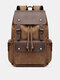Menico Men's Washed Canvas Everyday Casual Flap Backpack Laptop Bag - Coffee