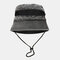 Washable Cotton Bucket Hat Mesh Breathable Leisure Fisherman Hat - Black