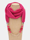 Vintage Beaded Chain Pendant Solid Color Chiffon Resin Neck Sun Protection Scarf Necklace - Rose