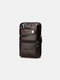 Men Genuine Leather EDC Earphone Hole 6.5 Inch Phone Bag Crossbody Bag Belt Bag - Coffee