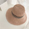 Women Hand Woven Foldable Sweat Breathable Sunshade Hat Outdoor Leisure Fashion Straw Hat - Pink