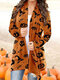 Cartoon Halloween Print Lapel Collar Long Sleeve Cardigan - Orange