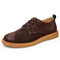 Men Pure Color Suede Non Slip Retro Casual Shoes - Dark Brown