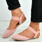 Big Size Women Casual Lightweight Closed Toe Elastic Band Flats Sandals - Pink