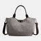 Women Patchwork Canvas Handbag Crossbody Bag - Grey