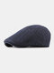 Men Autumn And Winter Casual Beret Hat  Forward Hat Knitted Peak Hat Flat Cap - Navy