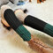 Women's Compression Socks Wool Socks Three-color Stitching Striped Knit Warm Leg Socks  - Black